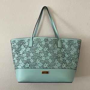 Light Blue Kate Spade Tote Bag with Floral Design